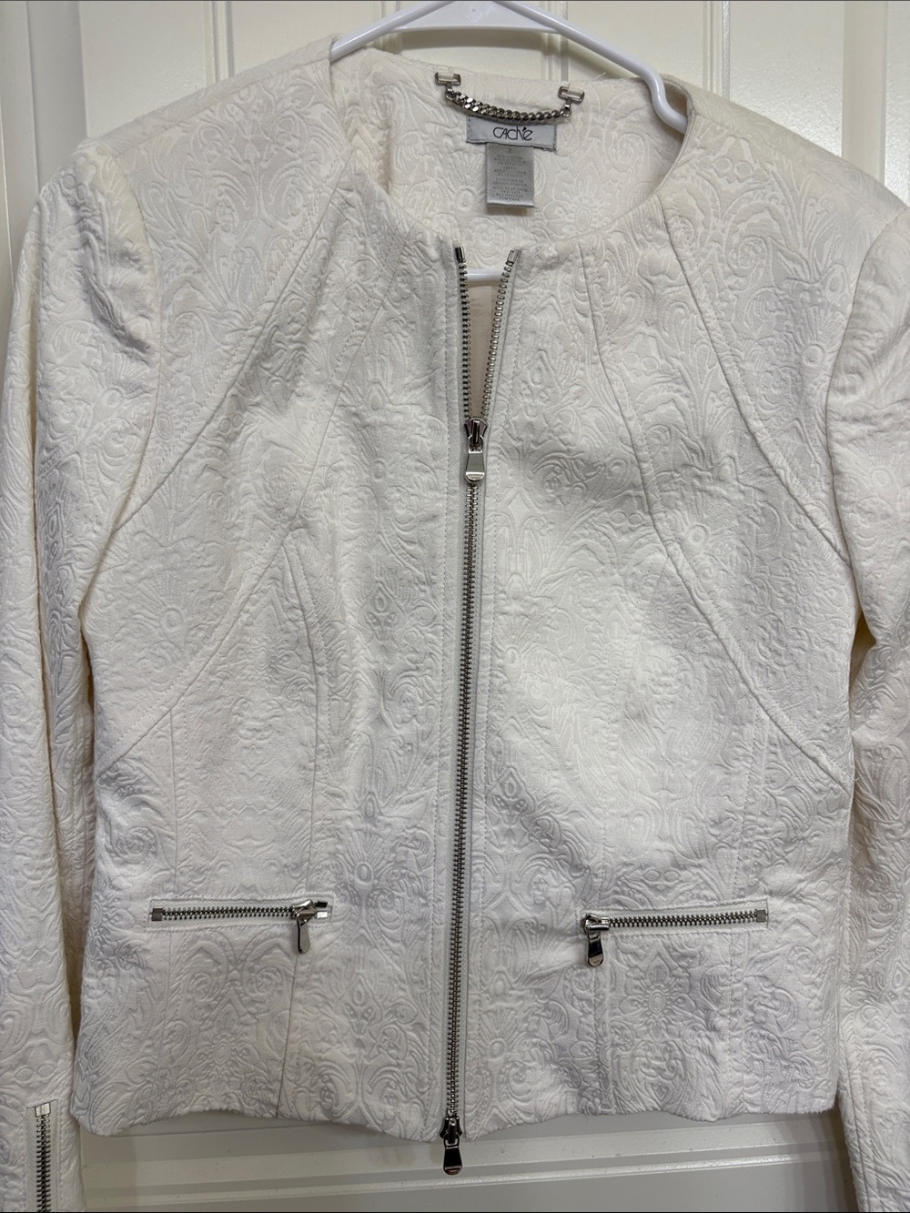 Cache White Embossed Zip-Front Blazer - Picture 2 of 11